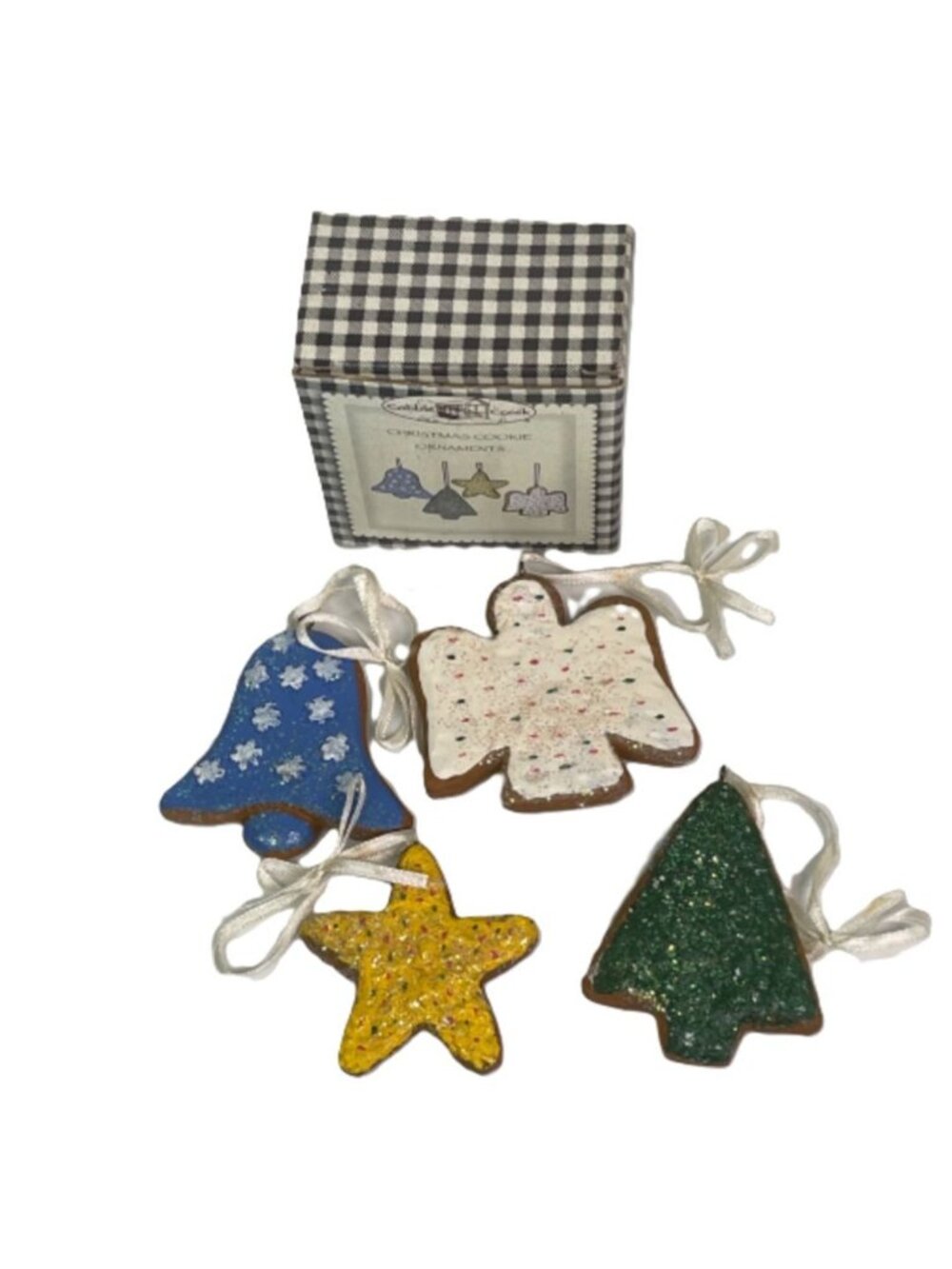 Vintage Cobble Creek Cherrydale Farms Christmas Cookie Ornaments Set of 4 w/ Box